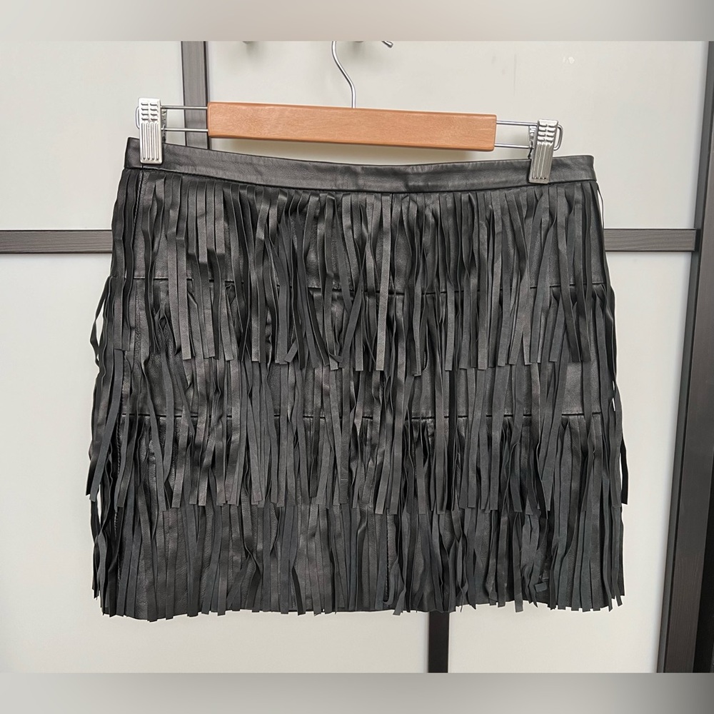 Zara Black Fringe Mini Skirt